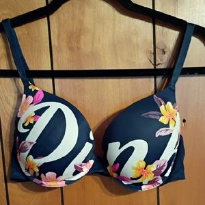PINK Victoria's Secret Navy Bra with Floral Accents